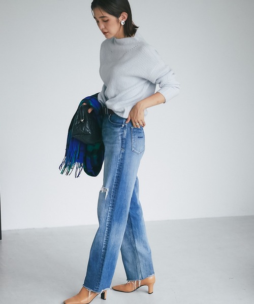 RIVE DROITE（リヴドロワ）の「ヤク混シリーズのハイネック版/YAK5%バックシームハイネックニット（ニット/セーター・レディース・サックスブルー/オフホワイト/ベージュ・FREE）」の17枚目の写真