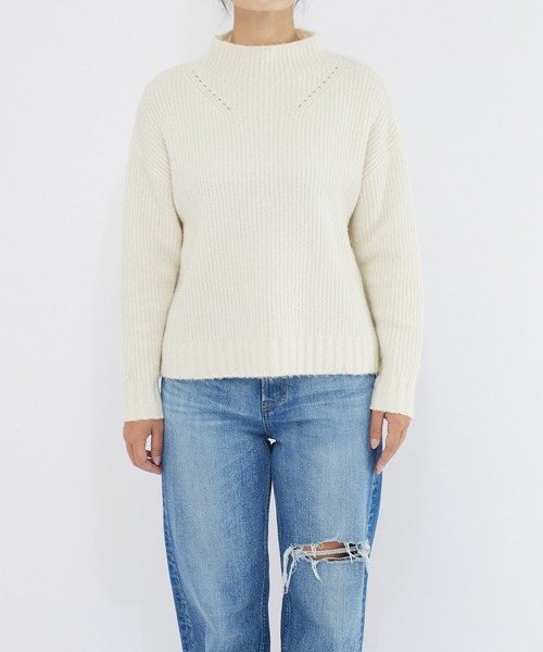 RIVE DROITE（リヴドロワ）の「ヤク混シリーズのハイネック版/YAK5%バックシームハイネックニット（ニット/セーター・レディース・サックスブルー/オフホワイト/ベージュ・FREE）」の21枚目の写真