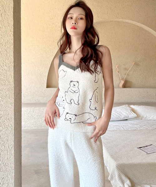 白くまニットカーディガンルームウェア3点セット