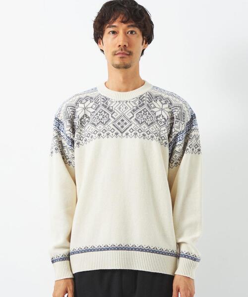 green label relaxing（グリーンレーベルリラクシング）の「ノルディック ジャカード クルーネック ニット（ニット/セーター・メンズ・ネイビー/オフホワイト・S/M/L/XL）」の5枚目の写真
