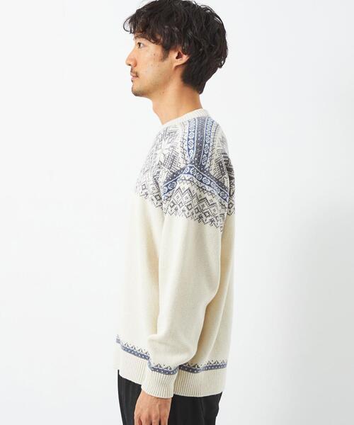 green label relaxing（グリーンレーベルリラクシング）の「ノルディック ジャカード クルーネック ニット（ニット/セーター・メンズ・ネイビー/オフホワイト・S/M/L/XL）」の3枚目の写真
