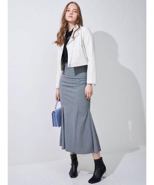 MERCURYDUO（マーキュリーデュオ）の「フェイクレザーコンパクトライダースジャケット（ライダースジャケット・レディース・ブラック/ベージュ/アイボリー・FREE）」の6枚目の写真