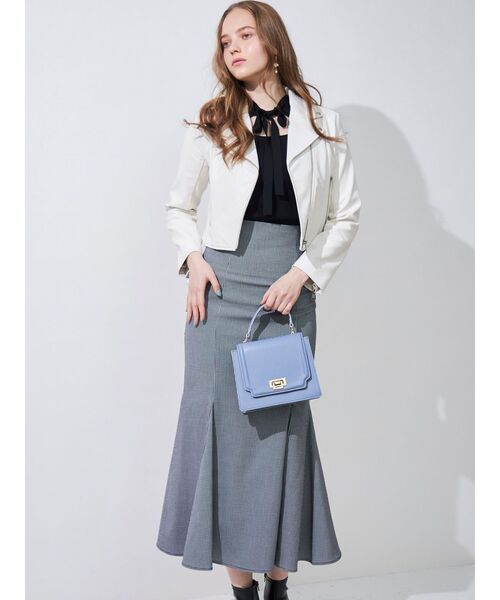 MERCURYDUO（マーキュリーデュオ）の「フェイクレザーコンパクトライダースジャケット（ライダースジャケット・レディース・ブラック/ベージュ/アイボリー・FREE）」の7枚目の写真