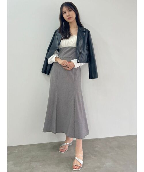 MERCURYDUO（マーキュリーデュオ）の「フェイクレザーコンパクトライダースジャケット（ライダースジャケット・レディース・ブラック/ベージュ/アイボリー・FREE）」の17枚目の写真