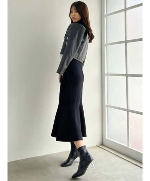 MERCURYDUO（マーキュリーデュオ）の「フェイクレザーコンパクトライダースジャケット（ライダースジャケット・レディース・ブラック/ベージュ/アイボリー・FREE）」の18枚目の写真