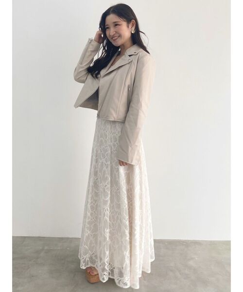 MERCURYDUO（マーキュリーデュオ）の「フェイクレザーコンパクトライダースジャケット（ライダースジャケット・レディース・ブラック/ベージュ/アイボリー・FREE）」の19枚目の写真