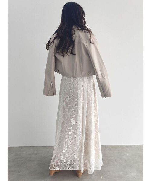 MERCURYDUO（マーキュリーデュオ）の「フェイクレザーコンパクトライダースジャケット（ライダースジャケット・レディース・ブラック/ベージュ/アイボリー・FREE）」の20枚目の写真