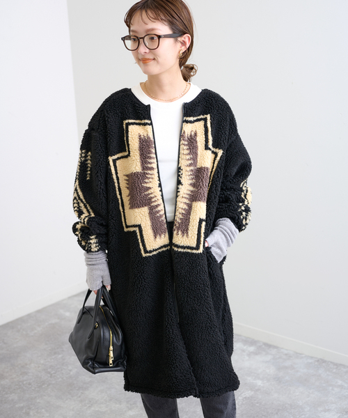 SLOBE IENA（スローブイエナ）の「【PENDLETON/ペンドルトン】 Boa Zip Crewneck Longカーディガン（カーディガン/ボレロ・レディース・ブラック・FREE）」の17枚目の写真