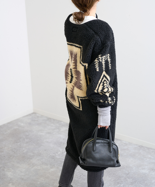 SLOBE IENA（スローブイエナ）の「【PENDLETON/ペンドルトン】 Boa Zip Crewneck Longカーディガン（カーディガン/ボレロ・レディース・ブラック・FREE）」の5枚目の写真