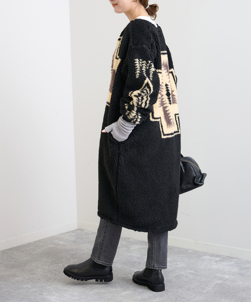 SLOBE IENA（スローブイエナ）の「【PENDLETON/ペンドルトン】 Boa Zip Crewneck Longカーディガン（カーディガン/ボレロ・レディース・ブラック・FREE）」の12枚目の写真