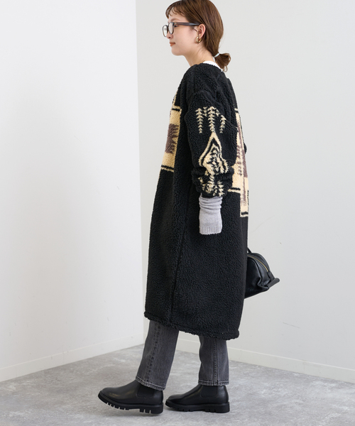 SLOBE IENA（スローブイエナ）の「【PENDLETON/ペンドルトン】 Boa Zip Crewneck Longカーディガン（カーディガン/ボレロ・レディース・ブラック・FREE）」の8枚目の写真