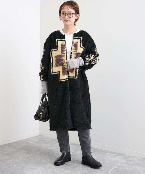 SLOBE IENA（スローブイエナ）の「【PENDLETON/ペンドルトン】 Boa Zip Crewneck Longカーディガン（カーディガン/ボレロ・レディース・ブラック・FREE）」の15枚目の写真