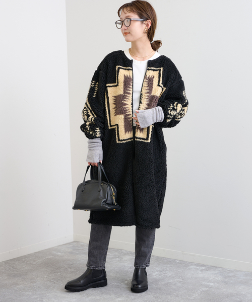 SLOBE IENA（スローブイエナ）の「【PENDLETON/ペンドルトン】 Boa Zip Crewneck Longカーディガン（カーディガン/ボレロ・レディース・ブラック・FREE）」の18枚目の写真