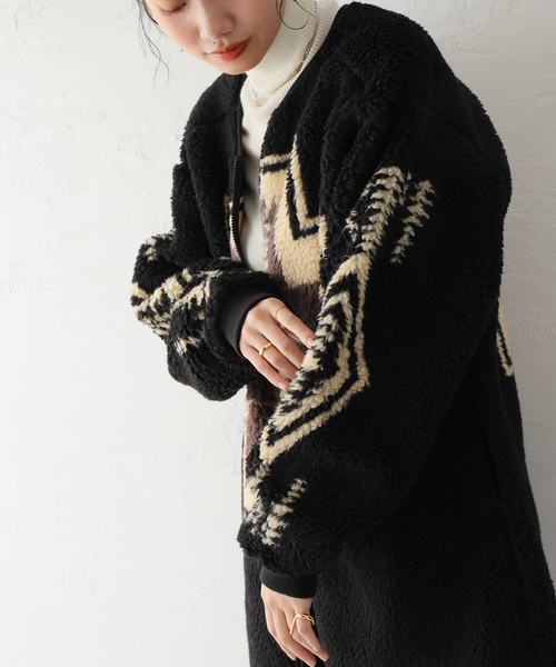 SLOBE IENA（スローブイエナ）の「【PENDLETON/ペンドルトン】 Boa Zip Crewneck Longカーディガン（カーディガン/ボレロ・レディース・ブラック・FREE）」の11枚目の写真