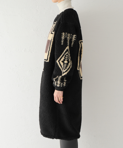 SLOBE IENA（スローブイエナ）の「【PENDLETON/ペンドルトン】 Boa Zip Crewneck Longカーディガン（カーディガン/ボレロ・レディース・ブラック・FREE）」の13枚目の写真