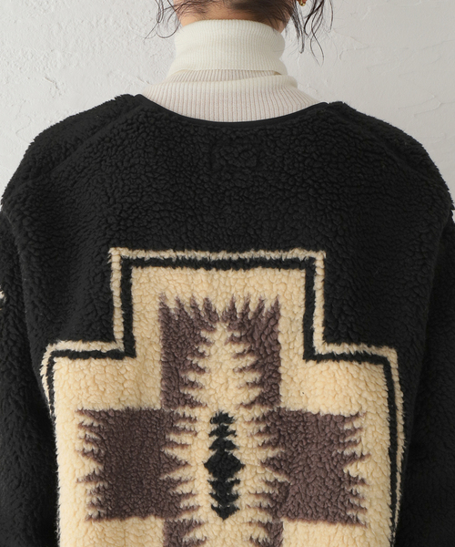 SLOBE IENA（スローブイエナ）の「【PENDLETON/ペンドルトン】 Boa Zip Crewneck Longカーディガン（カーディガン/ボレロ・レディース・ブラック・FREE）」の19枚目の写真