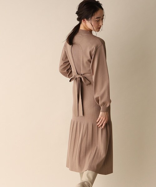 OPAQUE.CLIP（オペークドットクリップ）の「◆レイヤードセットニットワンピース（ワンピース・レディース・ブラウン系その他/オフホワイト/ブラック・38）」の4枚目の写真