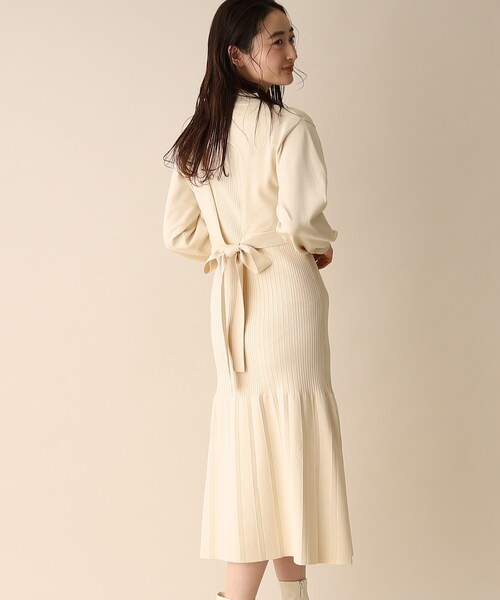 OPAQUE.CLIP（オペークドットクリップ）の「◆レイヤードセットニットワンピース（ワンピース・レディース・ブラウン系その他/オフホワイト/ブラック・38）」の6枚目の写真