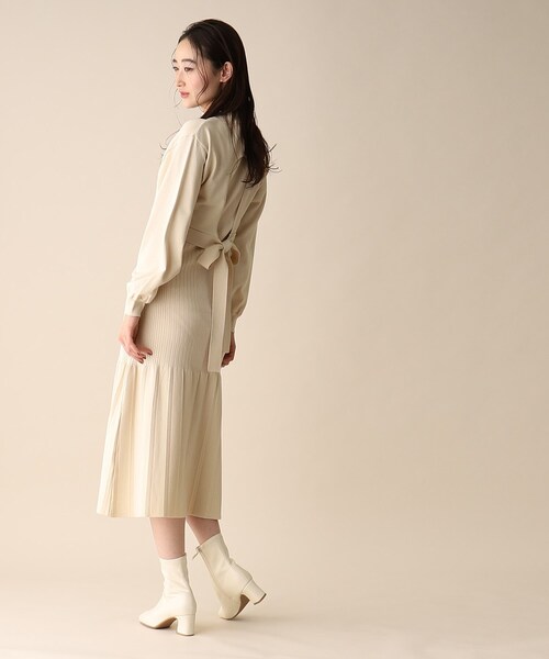 OPAQUE.CLIP（オペークドットクリップ）の「◆レイヤードセットニットワンピース（ワンピース・レディース・ブラウン系その他/オフホワイト/ブラック・38）」の8枚目の写真