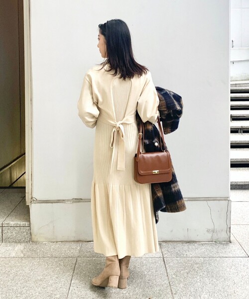 OPAQUE.CLIP（オペークドットクリップ）の「◆レイヤードセットニットワンピース（ワンピース・レディース・ブラウン系その他/オフホワイト/ブラック・38）」の11枚目の写真