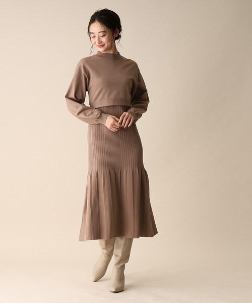 OPAQUE.CLIP（オペークドットクリップ）の「◆レイヤードセットニットワンピース（ワンピース・レディース・ブラウン系その他/オフホワイト/ブラック・38）」の12枚目の写真