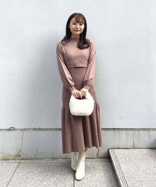 OPAQUE.CLIP（オペークドットクリップ）の「◆レイヤードセットニットワンピース（ワンピース・レディース・ブラウン系その他/オフホワイト/ブラック・38）」の15枚目の写真