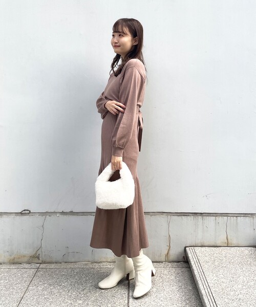 OPAQUE.CLIP（オペークドットクリップ）の「◆レイヤードセットニットワンピース（ワンピース・レディース・ブラウン系その他/オフホワイト/ブラック・38）」の16枚目の写真