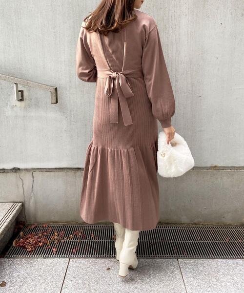 OPAQUE.CLIP（オペークドットクリップ）の「◆レイヤードセットニットワンピース（ワンピース・レディース・ブラウン系その他/オフホワイト/ブラック・38）」の18枚目の写真