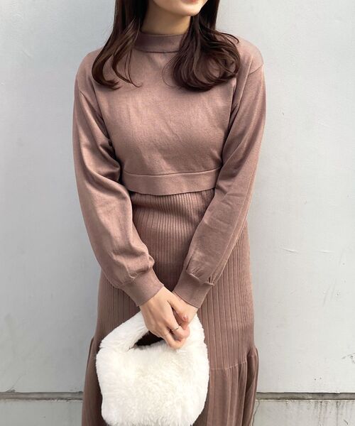 OPAQUE.CLIP（オペークドットクリップ）の「◆レイヤードセットニットワンピース（ワンピース・レディース・ブラウン系その他/オフホワイト/ブラック・38）」の19枚目の写真