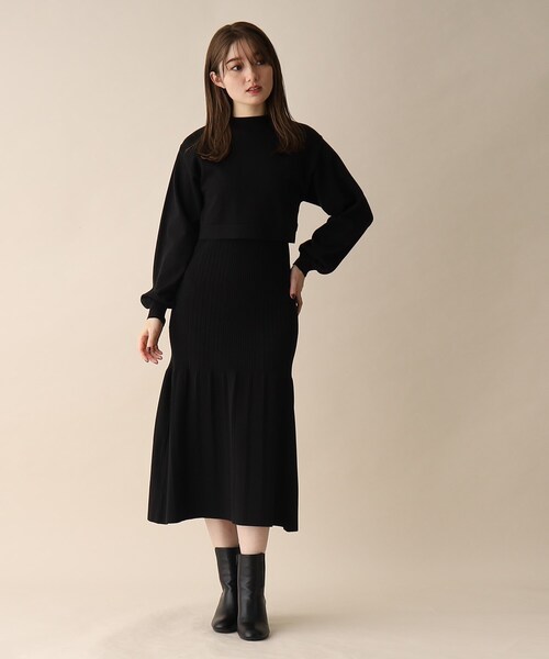 OPAQUE.CLIP（オペークドットクリップ）の「◆レイヤードセットニットワンピース（ワンピース・レディース・ブラウン系その他/オフホワイト/ブラック・38）」の21枚目の写真