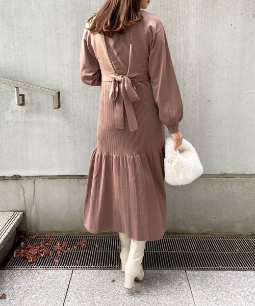 OPAQUE.CLIP（オペークドットクリップ）の「◆レイヤードセットニットワンピース（ワンピース・レディース・ブラウン系その他/オフホワイト/ブラック・38）」の3枚目の写真