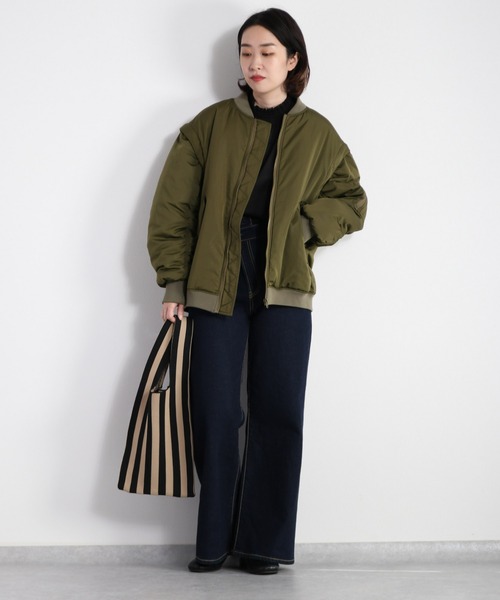 cepo(セポ)の「MA-1ブルゾン 2WAY(MA-1・レディース・ブラック/オリーブ・M)」の3枚目の写真