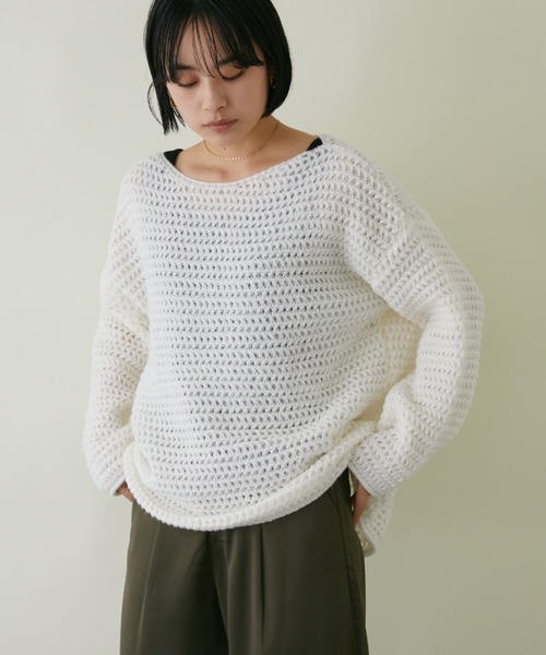 mebole(メボレ)の「ローゲージルーズニット(ニット/セーター・レディース・ホワイト/グレー/ベージュ/ピンク・FREE)」の22枚目の写真