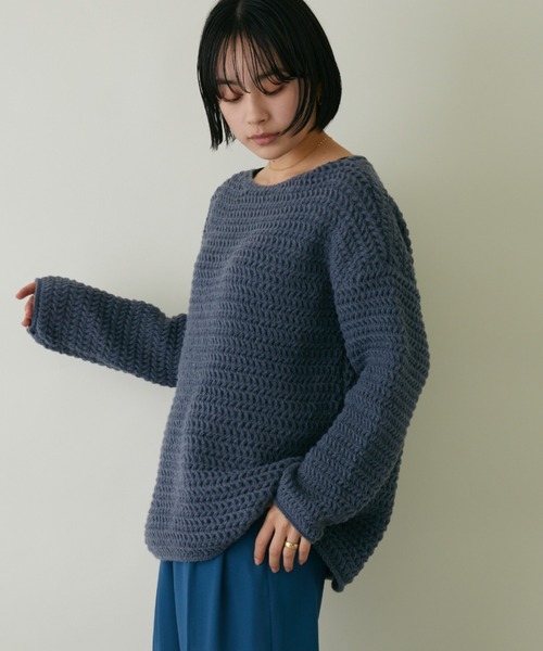 mebole(メボレ)の「ローゲージルーズニット(ニット/セーター・レディース・ホワイト/グレー/ベージュ/ピンク・FREE)」の11枚目の写真