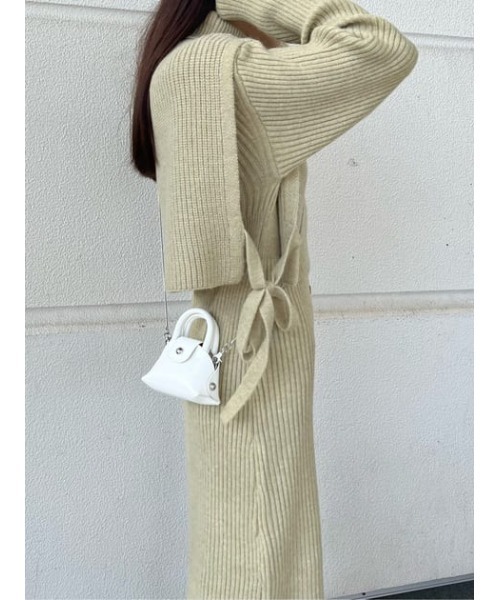 MOUSSY（マウジー）の「LAYERED CAPE KNIT ドレス（ワンピース・レディース・ライトカーキ/チャコールグレー/ブラウン/ブラック・1/2）」の16枚目の写真