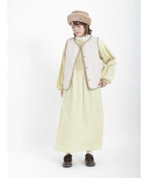 Samansa Mos2（サマンサ モスモス）の「キルトパイピングベスト（ベスト・レディース・ブラック/グリーン/キナリ/チャコール・ﾌﾘ-）」の13枚目の写真