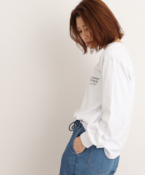 SHOO・LA・RUE（シューラルー）の「◆色違いで揃えておきたい！長袖プリントTシャツ（Tシャツ/カットソー・レディース・オフホワイト/チャコール/ホワイト系3/ホワイト系6/ホワイト系7/ブラック系3/パープル系1/ライトグリーン・04/03/02）」の12枚目の写真