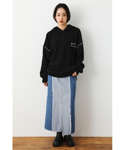 RODEO CROWNS WIDE BOWL（ロデオクラウンズワイドボウル）の「バルーンスリーブニットフーディー（パーカー・レディース・アイボリー/サックスブルー/ブラック・FREE）」の16枚目の写真