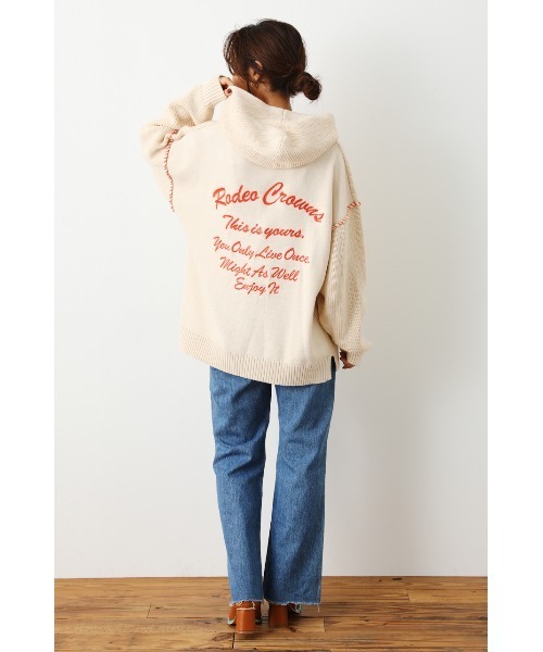 RODEO CROWNS WIDE BOWL（ロデオクラウンズワイドボウル）の「バルーンスリーブニットフーディー（パーカー・レディース・アイボリー/サックスブルー/ブラック・FREE）」の6枚目の写真