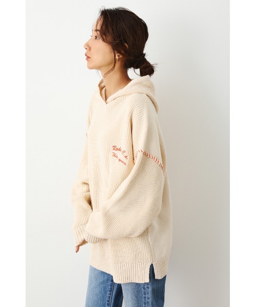 RODEO CROWNS WIDE BOWL（ロデオクラウンズワイドボウル）の「バルーンスリーブニットフーディー（パーカー・レディース・アイボリー/サックスブルー/ブラック・FREE）」の9枚目の写真