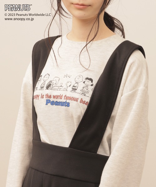 PEANUTS(ピーナッツ)の「【SNOOPY】スヌーピーと仲間たち スウェットロンT(スウェット・レディース・ピンク/ライトグリーン/オートミール/ブルー/チャコールグレー/サックスブルー・M/L/LL)」の3枚目の写真