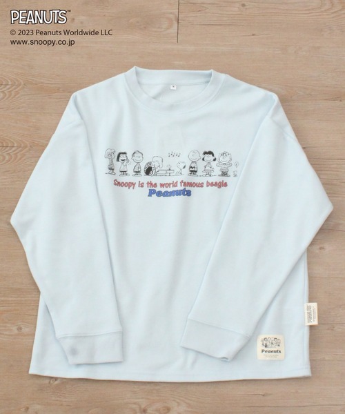 PEANUTS(ピーナッツ)の「【SNOOPY】スヌーピーと仲間たち スウェットロンT(スウェット・レディース・ピンク/ライトグリーン/オートミール/ブルー/チャコールグレー/サックスブルー・M/L/LL)」の4枚目の写真