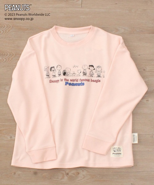 PEANUTS(ピーナッツ)の「【SNOOPY】スヌーピーと仲間たち スウェットロンT(スウェット・レディース・ピンク/ライトグリーン/オートミール/ブルー/チャコールグレー/サックスブルー・M/L/LL)」の6枚目の写真
