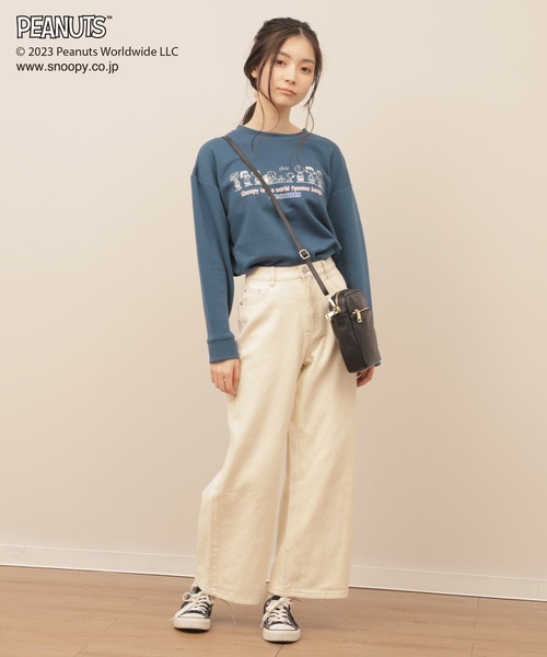 PEANUTS(ピーナッツ)の「【SNOOPY】スヌーピーと仲間たち スウェットロンT(スウェット・レディース・ピンク/ライトグリーン/オートミール/ブルー/チャコールグレー/サックスブルー・M/L/LL)」の15枚目の写真