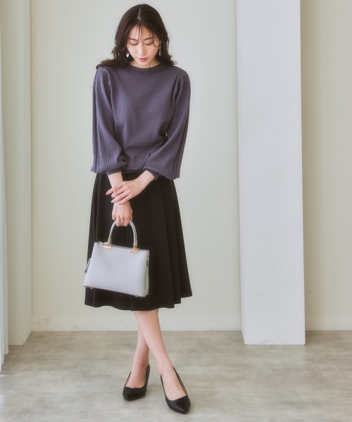 7days Life Styling(セブンデイズライフスタイリング)の「【毛玉になりにくい】洗えるデザイン編み柄パフスリーブニット(もちもち綿混)(セットアップ対応)(ニット/セーター・レディース・ライトベージュ/プラム/杢グレー/グレー系/ブラック/ブルー系・L/LL/S/M)」の16枚目の写真