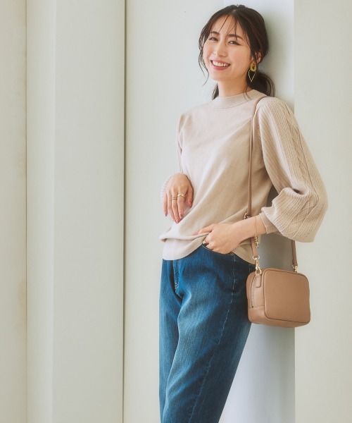 7days Life Styling(セブンデイズライフスタイリング)の「【毛玉になりにくい】洗えるデザイン編み柄パフスリーブニット(もちもち綿混)(セットアップ対応)(ニット/セーター・レディース・ライトベージュ/プラム/杢グレー/グレー系/ブラック/ブルー系・L/LL/S/M)」の17枚目の写真