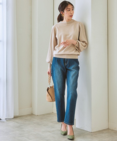 7days Life Styling(セブンデイズライフスタイリング)の「【毛玉になりにくい】洗えるデザイン編み柄パフスリーブニット(もちもち綿混)(セットアップ対応)(ニット/セーター・レディース・ライトベージュ/プラム/杢グレー/グレー系/ブラック/ブルー系・L/LL/S/M)」の19枚目の写真