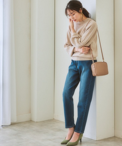 7days Life Styling(セブンデイズライフスタイリング)の「【毛玉になりにくい】洗えるデザイン編み柄パフスリーブニット(もちもち綿混)(セットアップ対応)(ニット/セーター・レディース・ライトベージュ/プラム/杢グレー/グレー系/ブラック/ブルー系・L/LL/S/M)」の20枚目の写真