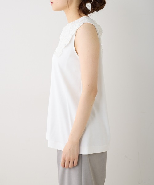 PUAL CE CIN（ピュアルセシン）の「重ねレース襟インナー（タンクトップ・レディース・ブラック/オフホワイト・FREE）」の6枚目の写真
