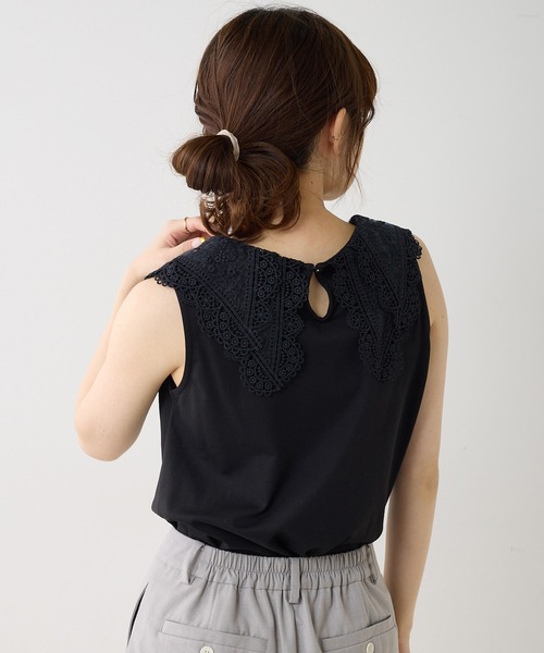 PUAL CE CIN（ピュアルセシン）の「重ねレース襟インナー（タンクトップ・レディース・ブラック/オフホワイト・FREE）」の17枚目の写真